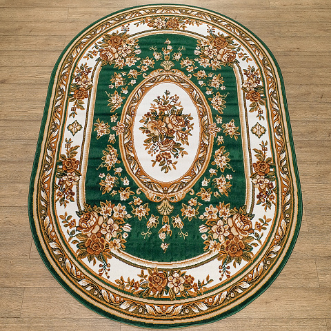 Российский овальный зеленый ковер лайла де люкс 15361